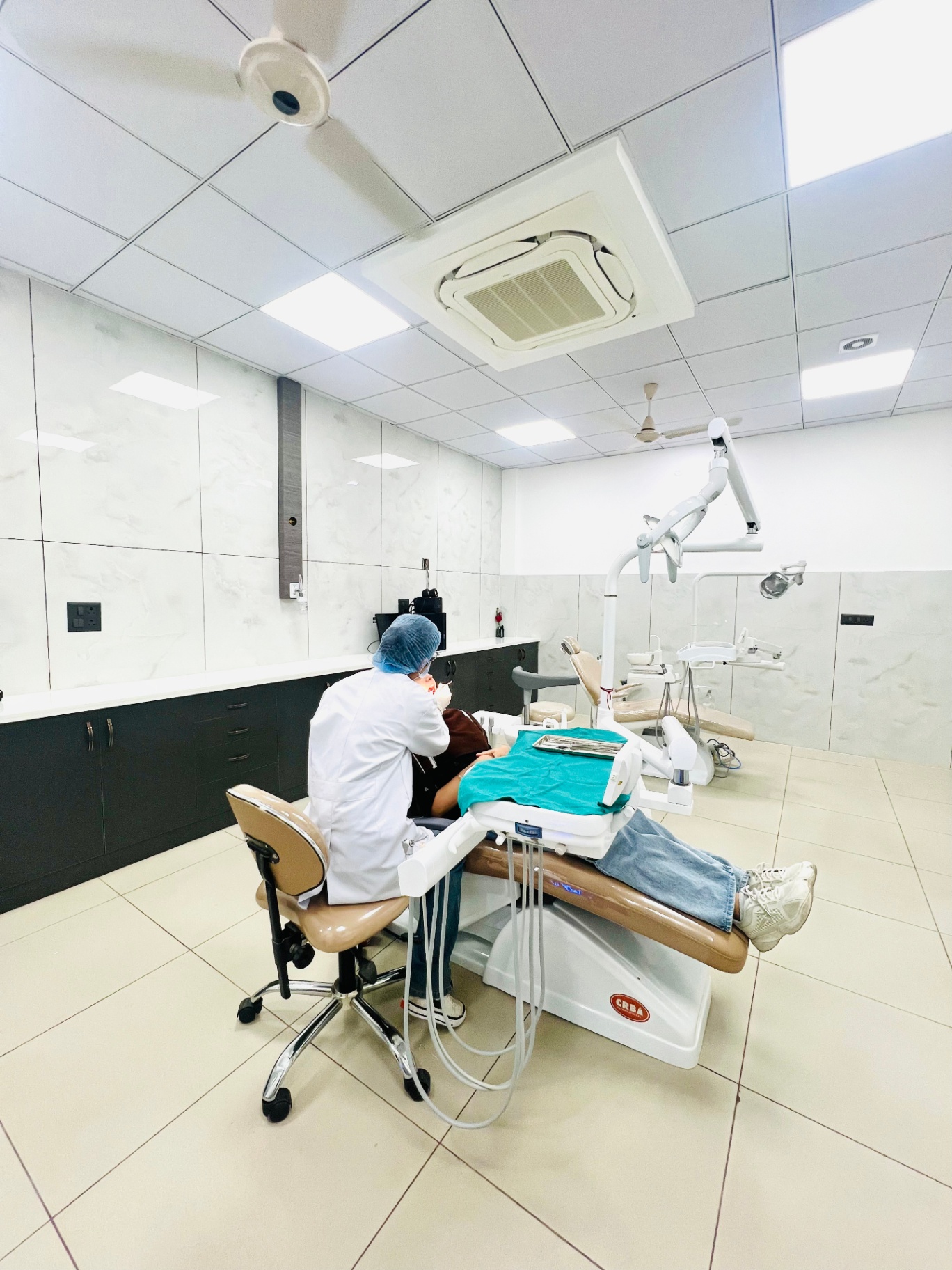 Dental chair in use